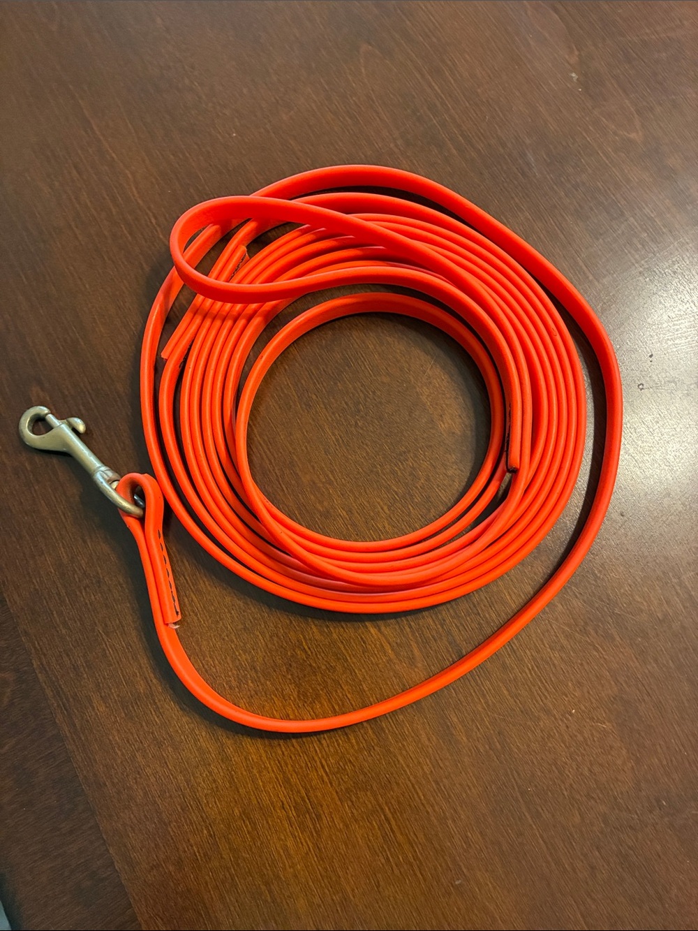 15 foot Waterproof Biothane Neon Orange Dog Leash